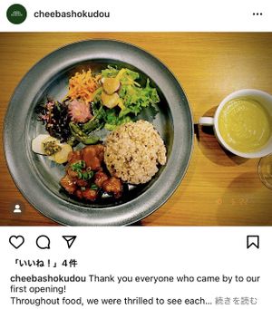 Vegan lunch, photo from their Instagram  at Cheeba Shokudou in Yokohama