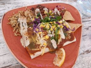 Enchiladas with jackfruit filling at Hecho en Mexico in Warrnambool