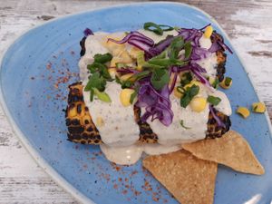 Corn, too burned for my taste at Hecho en Mexico in Warrnambool