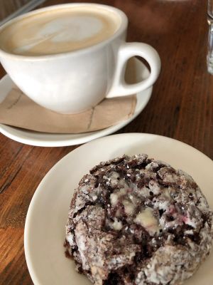 Chai tea latte and peppermint cookie at Tori's Bakeshop - The Beach in Toronto