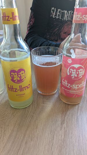 Fritz drinks at Fika Ladencafé in Munich