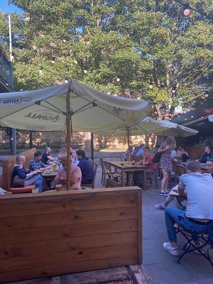 Outside seating area  at Lamb & Flag in Leeds