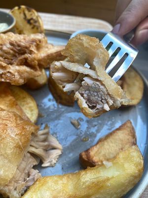 Banana blossom ‘fish'  at Lamb & Flag in Leeds