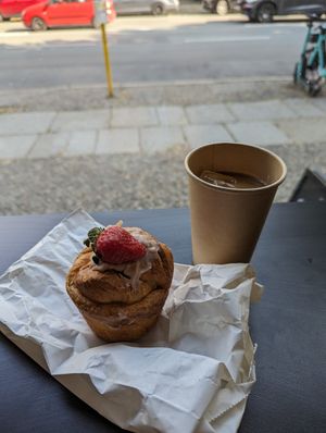 Pastry and coffee at The Sanctuary in Berlin