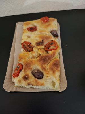 Olive and tomato focaccia at The Sanctuary in Berlin