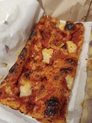 Mozzarella pizza focaccia at The Sanctuary in Berlin