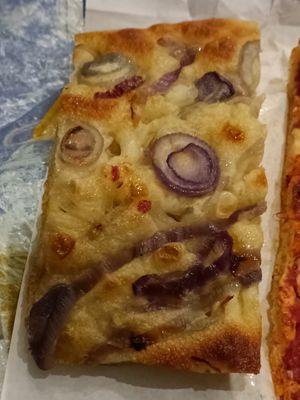 Focaccia with onion at The Sanctuary in Berlin