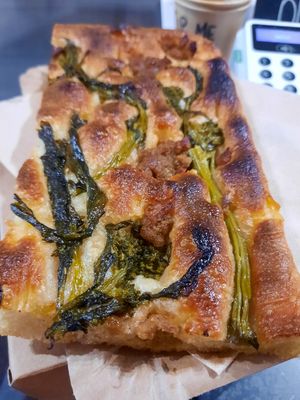 Foccaccia salsiccia & friarelli at The Sanctuary in Berlin