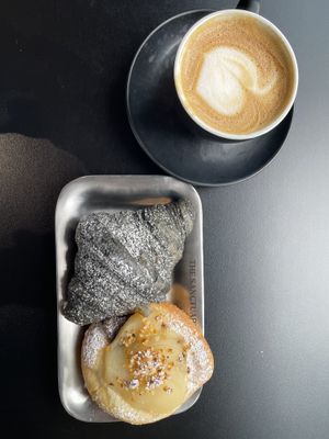 Latte, cornetto and brioche pastries  at The Sanctuary in Berlin