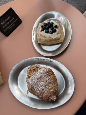Chocolate croissant and blueberry danish   at The Sanctuary in Berlin