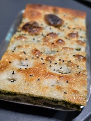Spinach/swiss chard focaccia at The Sanctuary in Berlin