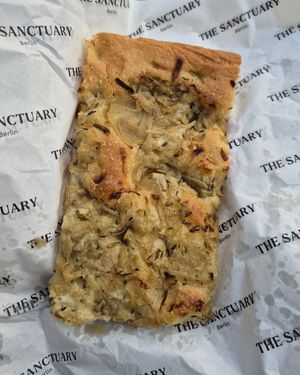 Focaccia pizza at The Sanctuary in Berlin