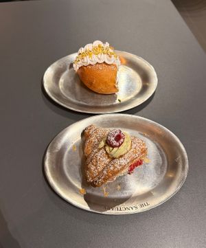 Pistachio and Raspberry Matcha  at The Sanctuary in Berlin