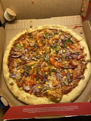 Vegan Vegi Supreme (2nd time we ordered it)  at Domino's Pizza - Winchmore Hill in North London