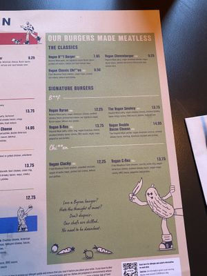 Vegan menu section (other vegan options are also on the main menu)  at Byron in Leeds