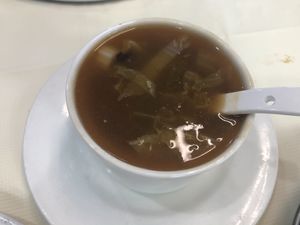 Vegan sweet and sour Soup  at Bodhi Village in Flushing