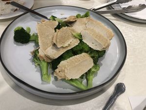 Veg chicken with broccoli  at Bodhi Village in Flushing
