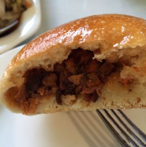 baked meat bun at Bodhi Village in Flushing