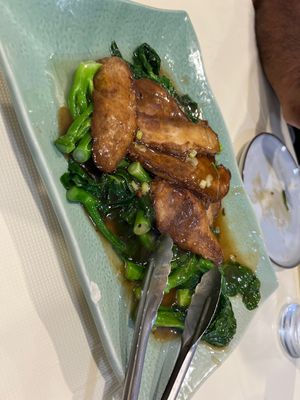Veg Beef Steak with Chinese Broccoli   at Bodhi Village in Flushing