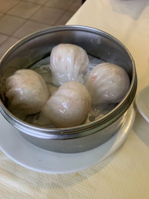 Steamed vegan shrimp dumplings  at Bodhi Village in Flushing