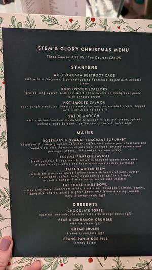 Menu at Stem & Glory - Broadgate in London