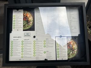 Outside menu display  #Veganuary at Stem & Glory - Broadgate in London