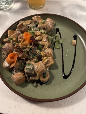 Swede Gnocchi with a creamy sauce  at Stem & Glory - Broadgate in London