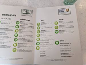 Lunch menu at Stem & Glory - Broadgate in London