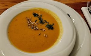 Carrot & ginger soup at Schlicht Vegan in Vienna