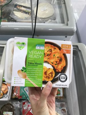 Vegan frozen meal at Bang Rak Minimart in Koh Samui