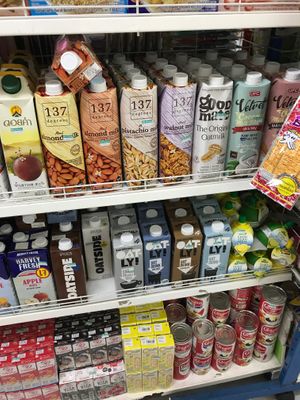 Plant-based milks at Bang Rak Minimart in Koh Samui