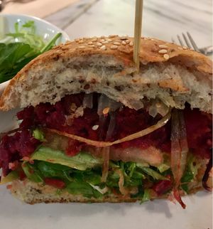 Beet (millet) burger at Real Food - The Central in Central Singapore