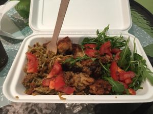 Tasty homemade red pasta at Shambala in Zagreb