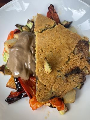 Veggie hash with chickpea frittata   at Finch & Pine in Seattle