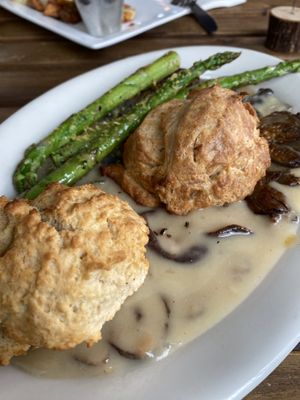 Another view of biscuits and gravy   at Finch & Pine in Seattle