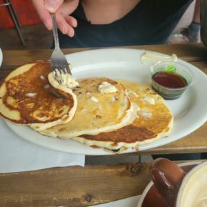 Huckleberry pancakes at Finch & Pine in Seattle