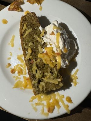 Pistachio cake and tomato cream with shaved peach  at Finch & Pine in Seattle