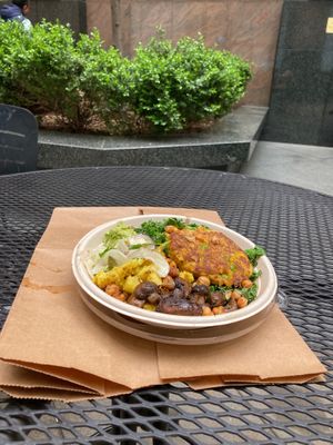 Aloo tikki bowl; very tasty at Blue Park Kitchen in New York City