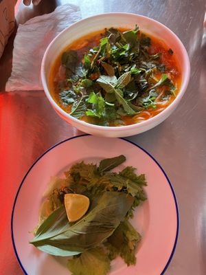 Vegan tomato soup with tofu  at Viet.inės in Vilnius