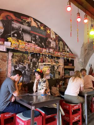 The tables inside  at Viet.inės in Vilnius
