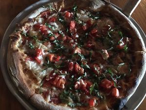 Avalanche pizza, veganized! at Sticks and Stones Clay Oven Pizza in Greensboro