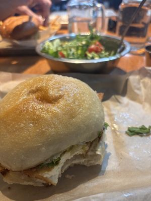 Patagonia vegan with side salad - so delicious!!  at Trail Life Brewing in Grand Junction