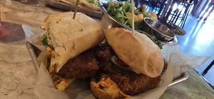 Vegan Katsu Bahn Mi with side salad at Trail Life Brewing in Grand Junction