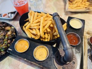 Fries & sauce flight   at Trail Life Brewing in Grand Junction