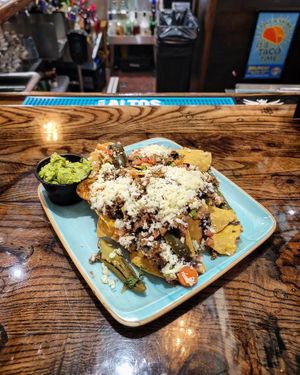 Vegan Nachos with Beyond and Guacamole at Papi's Tacos in Ocean City