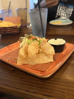 VEGAN YUCA FRITA
Crispy yuca root served garnished with shredded lettuce and pico de gallo $9  at Papi's Tacos in Ocean City