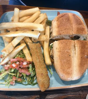 Vegetarian Torta with fries  at Papi's Tacos in Ocean City