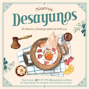 Traditional breakfast options as well as Lebanese fusion. at Malaak al Horno in San Cristobal De Las Casas