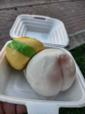 Pumpkin and peach both with green bean. Very good. Especially the pumpkin at Chay Minh An in Qui Nhon