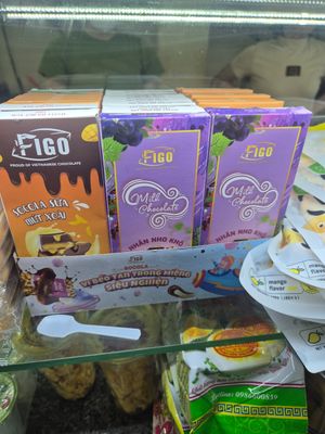 Not a vegan restaurant, they sell milk chocolate (contains milk powder) at Chay Minh An in Qui Nhon